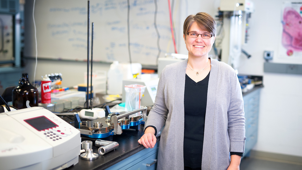 Jennifer Fiegel poses for a portrait in her lab